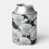 ポピーの花、白黒線。 缶クーラー (缶正面)