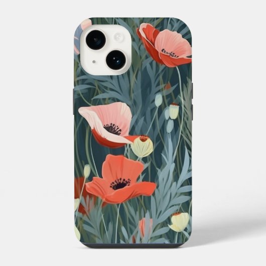 ポピーの赤い花畑 iPhoneケース (裏面)