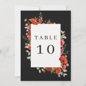 ポピーの野の花結婚ダークテーブル番号 招待状 (裏面)
