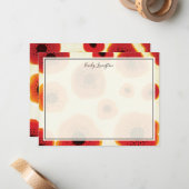 ポピーはっきりしたの花の文具パーソナライズされた ノートカード (正面/裏面インサイチュ)