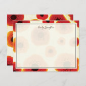 ポピーはっきりしたの花の文具パーソナライズされた ノートカード (正面/裏面)