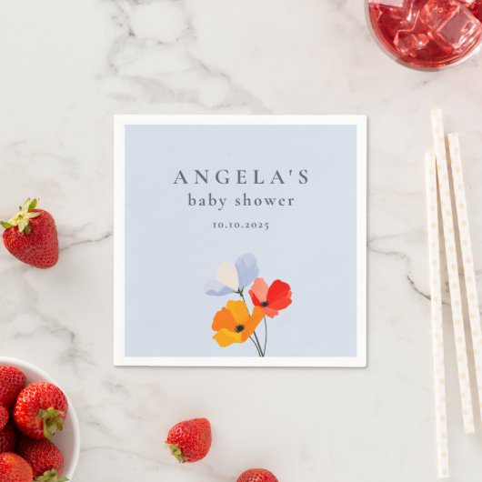 ポピーはっきりしたフローラの赤ちゃんシャワー スタンダードカクテルナプキン (インサイチュ)