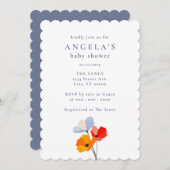 ポピーはっきりしたフローラの赤ちゃんシャワー 招待状 (正面/裏面)