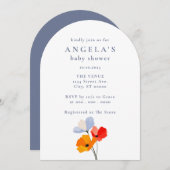 ポピーはっきりしたフローラの赤ちゃんシャワー 招待状 (正面/裏面)