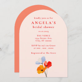 ポピーはっきりしたフローラブライダルシャワー 招待状