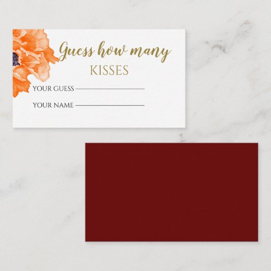 ポピーは何人のキスブライダルゲームを推測 エンクロージャーカード (正面/裏面)