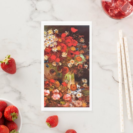 ポピーやコーンフラワー、牡丹の花瓶…紙G (インサイチュ)