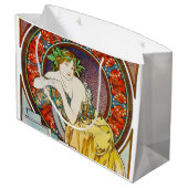 ポピーを持つミュシャ ラージペーパーバッグ (裏面アングル)