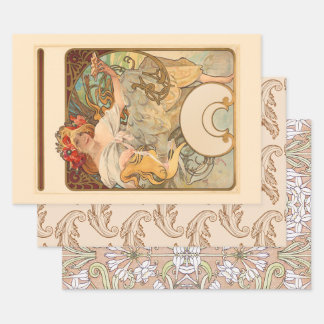 ポピーを髪に入れた女性、ギフト ラッピングペーパーシート