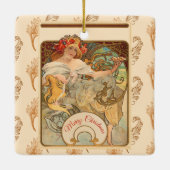 ポピーを髪に入れた女性、クリスマスツリー セラミックオーナメント (裏面)