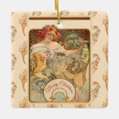 ポピーを髪に入れた女性、クリスマスツリー セラミックオーナメント (正面)