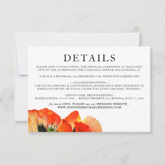 ポピーアコモデーション詳細結婚グリーンズ 出欠カード (正面)