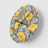 ポピーアートイラストレーション花柄 ラウンド壁時計 (傾斜)