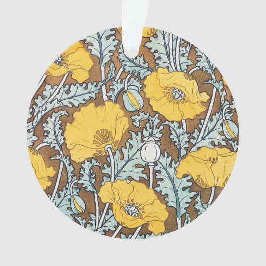 ポピーイラストレーション黄色の花 オーナメント (正面)