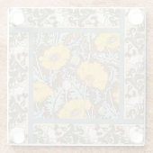 ポピーイラストレーション黄色の花 ガラスコースター (裏面)