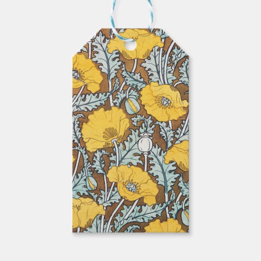 ポピーイラストレーション黄色の花 ギフトタグ (正面)