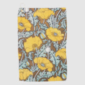 ポピーイラストレーション黄色の花 ゴルフタオル (正面)