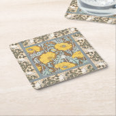 ポピーイラストレーション黄色の花 スクエアペーパーコースター (アングル)