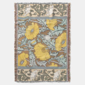 ポピーイラストレーション黄色の花 スローブランケット (正面縦)