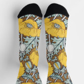 ポピーイラストレーション黄色の花 ソックス (上部)