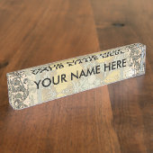 ポピーイラストレーション黄色の花 デスクネームプレート (側面)