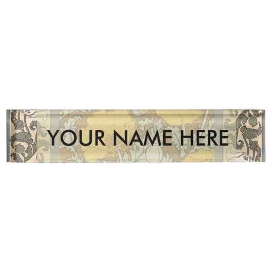 ポピーイラストレーション黄色の花 デスクネームプレート (正面)