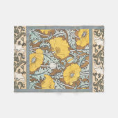 ポピーイラストレーション黄色の花 フリースブランケット (正面(横))