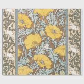 ポピーイラストレーション黄色の花 ラッピングペーパー (フラット)