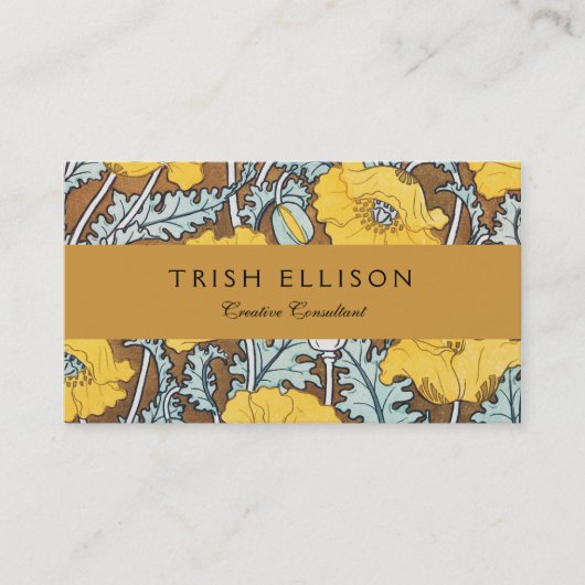 ポピーイラストレーション黄色の花 名刺 (正面)