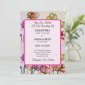 ポピーウォーターカラーフラワーフローラ結婚式招待状 招待状 (スタンド正面)