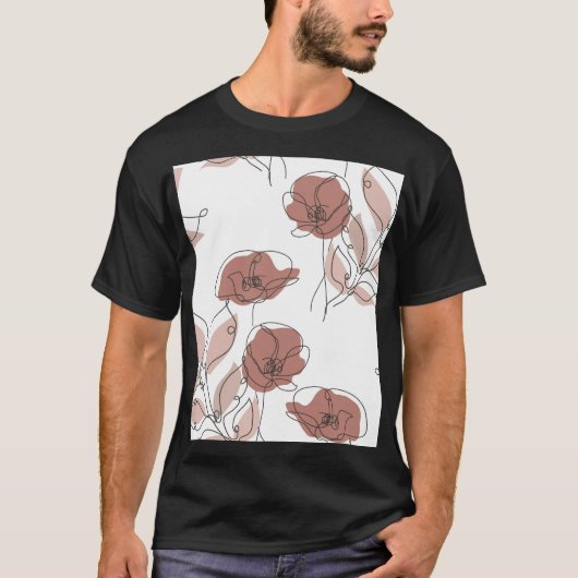 ポピーエレガントの花の継ぎ目のないパターン Tシャツ (正面)