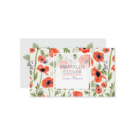 ポピーエレガントズオレンジフローラルパターン 名刺