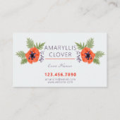 ポピーエレガントズオレンジフローラルパターン 名刺 (裏面)