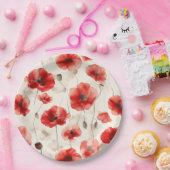 ポピーエレガントズ柄のナプキン ペーパープレート (パーティー)