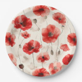 ポピーエレガントズ柄のナプキン ペーパープレート (正面)