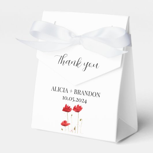 ポピーエレガントズ赤結婚モダンフローラ フェイバーボックス (正面サイド)