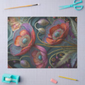 ポピーエレガントタペストリ王室のレッド&パープル，ゴールズ 薄葉紙 (クラフト)