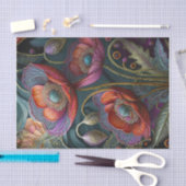 ポピーエレガントタペストリ王室のレッド&パープル，ゴールズ 薄葉紙 (クラフト)