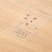 ポピーエレガントピー牧草地オレンジ結婚色の花 アクリル招待状 (レイダウン)