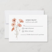 ポピーエレガントピー牧草地オレンジ結婚色の花 出欠カード (正面)