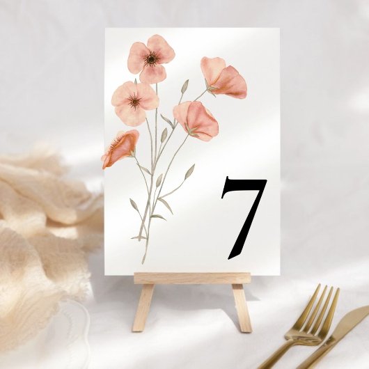 ポピーエレガントピー牧草地オレンジ色の花 テーブルナンバー
