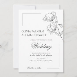 ポピーエレガントフシンプルァラ結婚ス 招待状