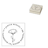ポピーエレガントフラワーヴィンテージフォント差出人住所 ラバースタンプ (押印)