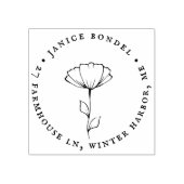 ポピーエレガントフラワーヴィンテージフォント差出人住所 ラバースタンプ (インプリント)