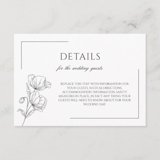 ポピーエレガントフラワー結婚シックのエンクロージャカード エンクロージャーカード (正面)