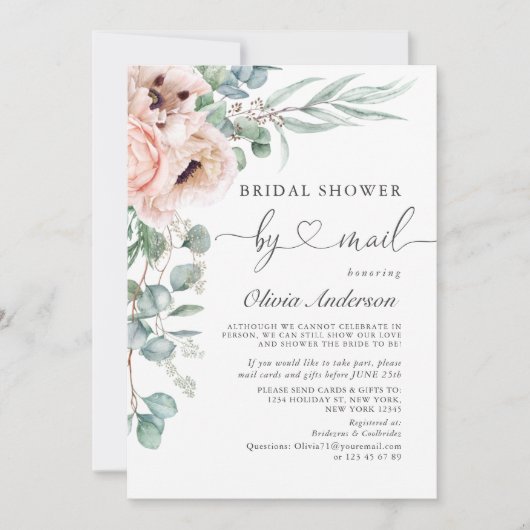 ポピーエレガントユーカリブライダルシャワーバイメール 招待状 (正面)