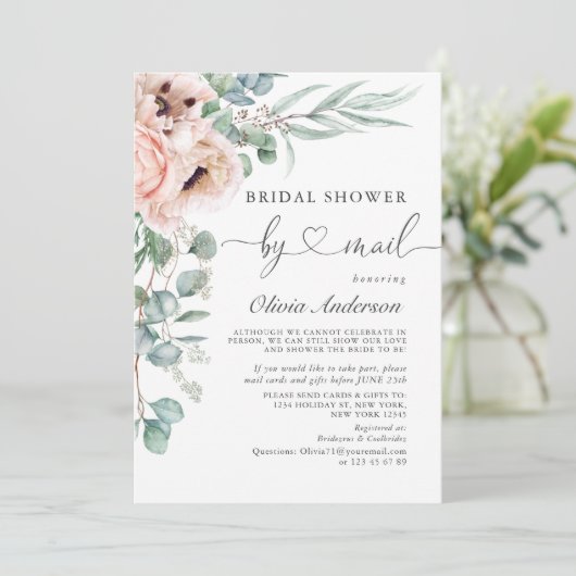 ポピーエレガントユーカリブライダルシャワーバイメール 招待状 (スタンド正面)