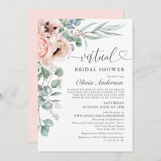 ポピーエレガントユーカリ仮想ブライダルシャワー 招待状 (正面/裏面)