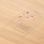 ポピーオレンジ花の結婚式Save the Date アクリル招待状 (レイダウン)