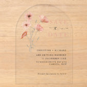 ポピーオレンジ花の結婚式Save the Date アクリル招待状 (正面)